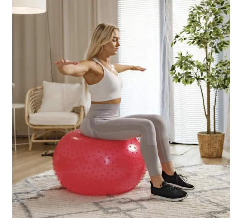 Фітбол масажний Hop-Sport 65 см червоний + насос Фітбол масажний Hop-Sport 65 см червоний + насос