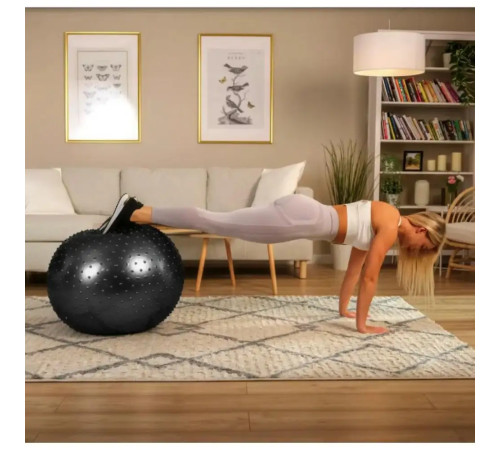 Фітбол масажний Hop-Sport 65 см чорний + насос Фітбол масажний Hop-Sport 65 см чорний + насос