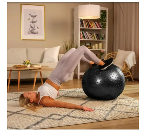 Фітбол масажний Hop-Sport 65 см чорний + насос Фітбол масажний Hop-Sport 65 см чорний + насос