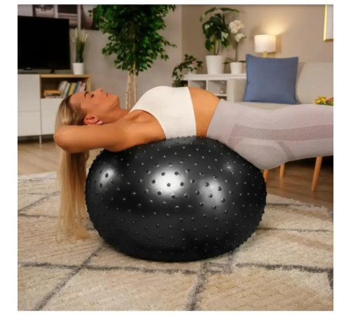 Фітбол масажний Hop-Sport 65 см чорний + насос Фітбол масажний Hop-Sport 65 см чорний + насос