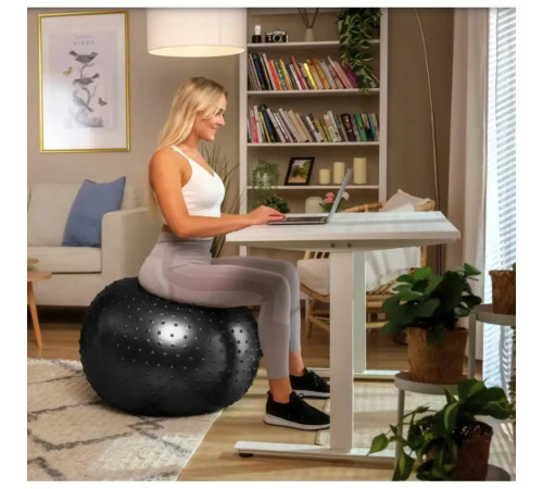 Фітбол масажний Hop-Sport 65 см чорний + насос Фітбол масажний Hop-Sport 65 см чорний + насос