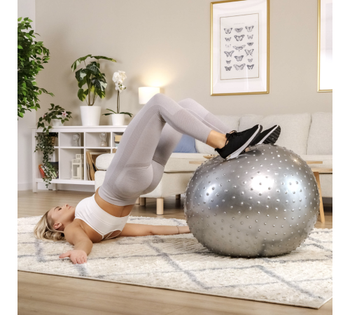 Фітбол масажний Hop-Sport 65 см сріблястий + насос Фітбол масажний Hop-Sport 65 см сріблястий + насос