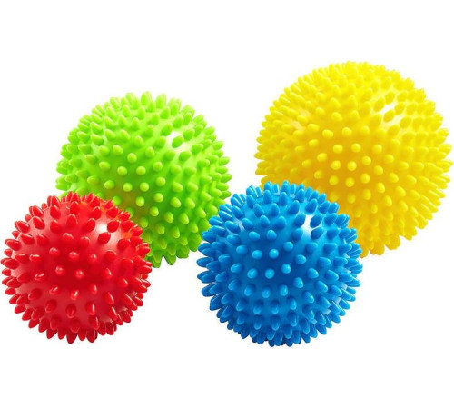 Масажні кульки 4fizjo Spike balls - 4 шт./салатовий, червоний,блакитний, жовтий