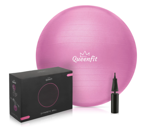 Фітбол Queenfit 65см рожевий + насос