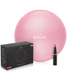 Фітбол Queenfit 65см світло-рожевий + насос