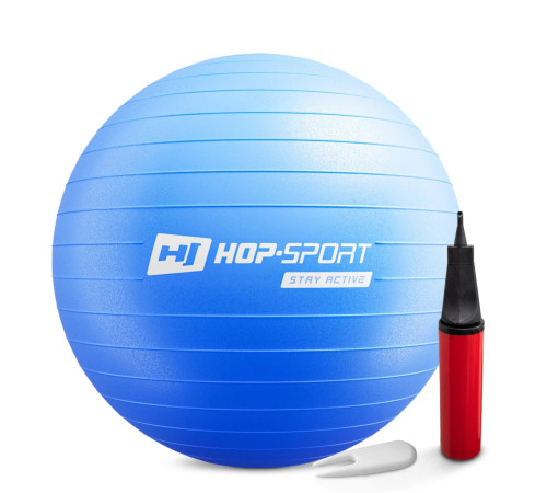 Фітбол Hop-Sport 65 см синій + насос 2020 Фітбол Hop-Sport 65 см синій + насос 2020