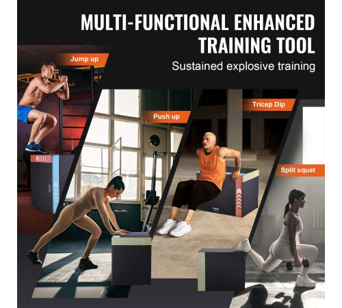 Пліометричний бокс VEVOR 30/24/20 дюймів, різнокольоровий