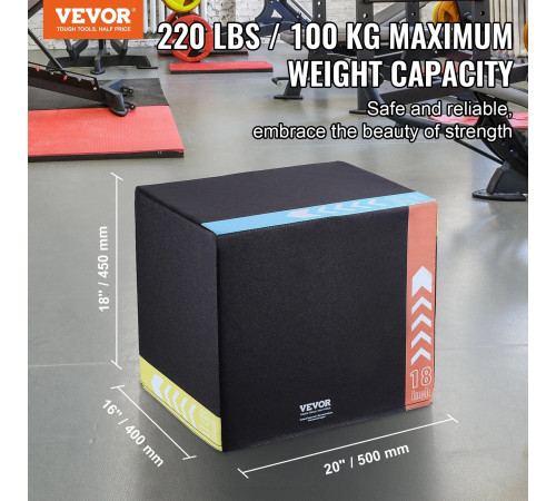 Пліометрична бокс VEVOR 20/18/16 дюймів, різнокольоровий