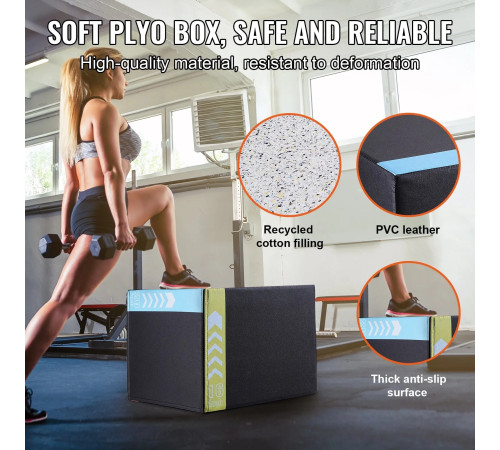 Пліометрична бокс VEVOR 20/18/16 дюймів, різнокольоровий