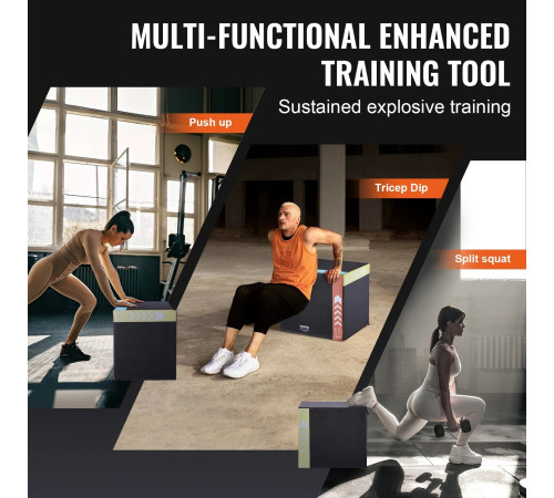 Пліометрична бокс VEVOR 20/18/16 дюймів, різнокольоровий