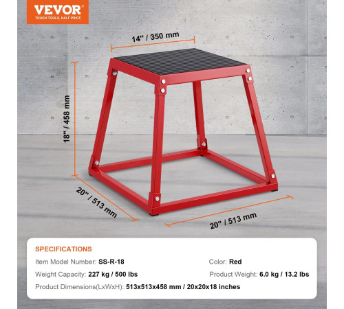 Пліометричний бокс VEVOR СС-Р-18, червоний