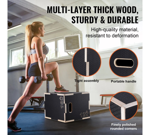 Пліометричний бокс VEVOR 16/14/12 дюймів СС-М-16-14-12