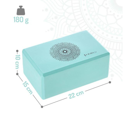 Килимок для йоги HMS YM10 з блоком KJ02 та ременем SJ02, м'ятний