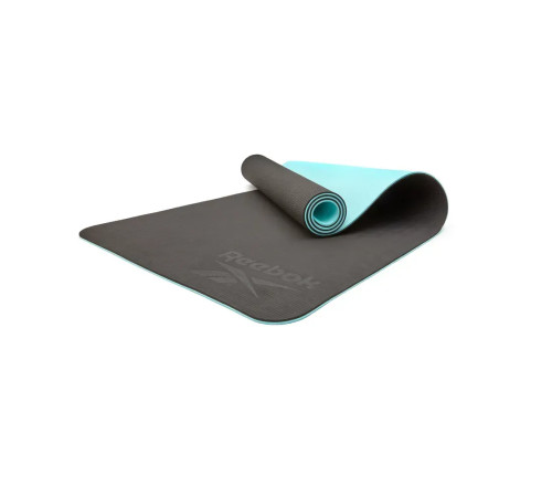 Двосторонній килимок для йоги Reebok Double Sided 6 мм, чорно-бірюзовий
