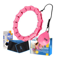 Хула-хуп масажний One Fitness OHA02 з навантаженням та поясом для схуднення BR160, рожевий