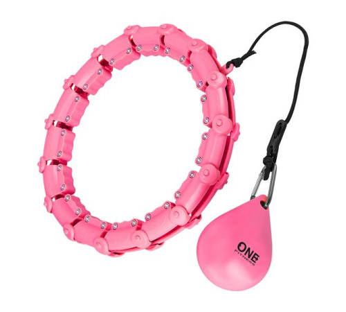 Хула-хуп масажний One Fitness OHA02 з навантаженням та поясом для схуднення BR160, рожевий