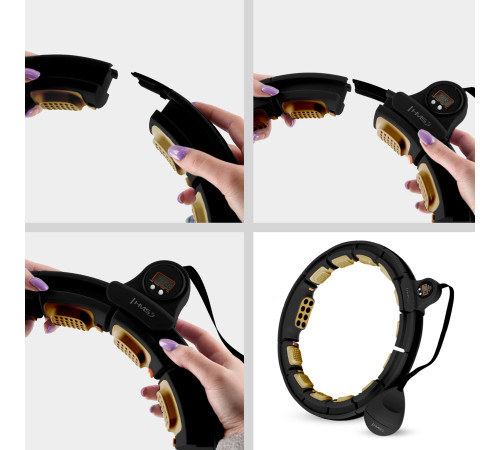 Хула-хуп магнітний HMS HHM13 з лічильником та навантаженням, чорно-золотий