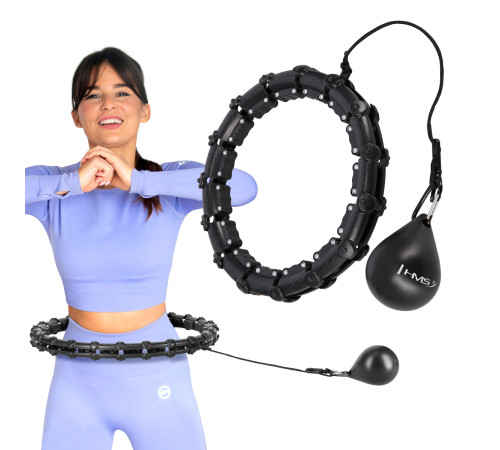 Хула-хуп масажний HMS HHW02 з навантаженнямта поясом для схуднення BR163, чорно-червоний