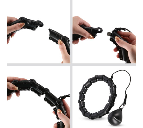 Хула-хуп масажний HMS HHW02 з навантаженнямта поясом для схуднення BR163, чорно-червоний