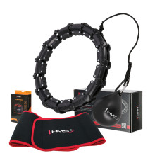 Хула-хуп масажний HMS HHW02 з навантаженнямта поясом для схуднення BR163, чорно-червоний