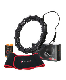 Хула-хуп масажний HMS HHW02 з навантаженнямта поясом для схуднення BR163, чорно-червоний