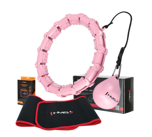 Хула-хуп масажний HMS HHW02 з навантаженням та поясом для схуднення BR163, рожевий