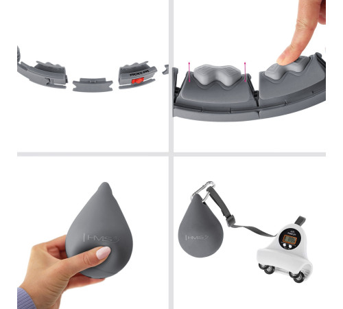 Хула-хуп HMS HHW06 з лічильником, навантаженням та поясом для схуднення BR163, чорний