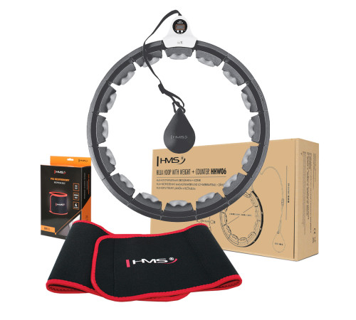 Хула-хуп HMS HHW06 з лічильником, навантаженням та поясом для схуднення BR163, чорний