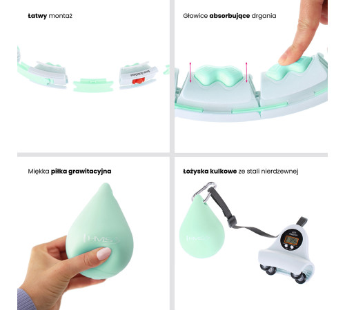 Хула-хуп HMS HHW06 з лічильником, навантаженням та поясом для схуднення BR163, м'ятний