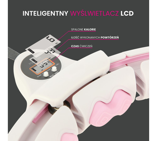 Хула-хуп HMS HHW06 з лічильником, навантаженням та поясом для схуднення BR163, рожевий