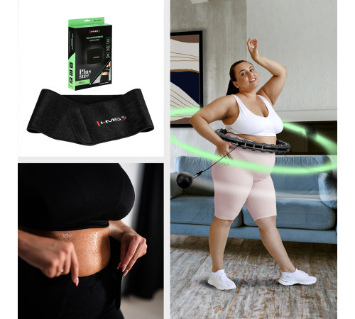 Хула-хуп масажний HMS HHM15 з навантаженням та поясом для схуднення BR16 Plus Size, чорний