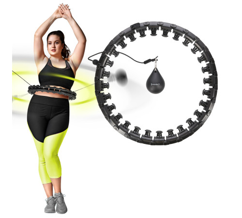 Хула-хуп масажний HMS HHM12 з навантаженням та поясом для схуднення BR163 Plus Size, чорний