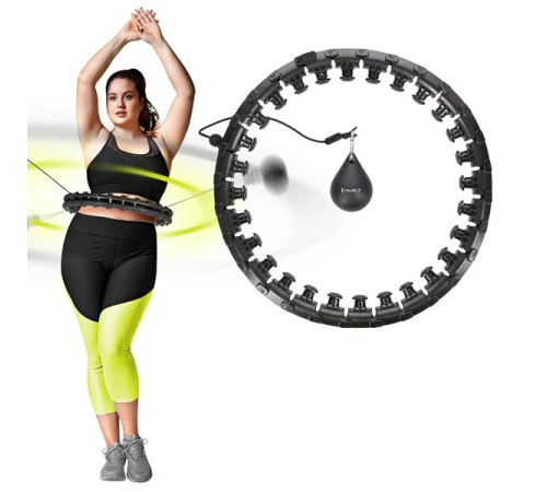 Хула-хуп масажний HMS HHM12 з навантаженням та поясом для схуднення BR163 Plus Size, чорний