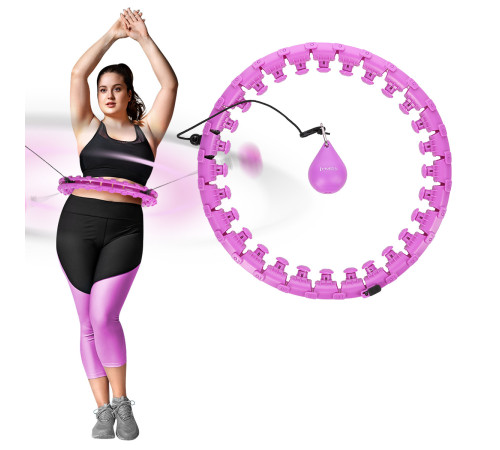 Хула-хуп масажний HMS HHM12 з навантаженням та поясом для схуднення BR163 Plus Size, фіолетовий