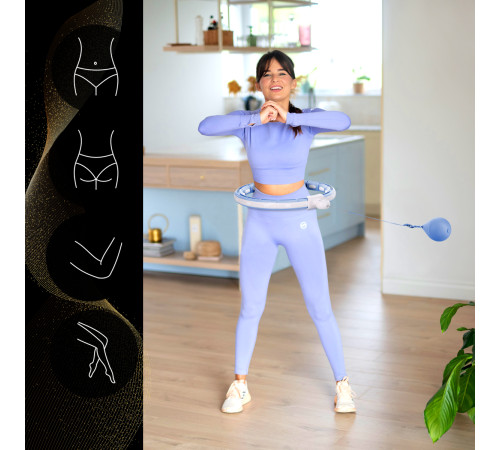 Хула-хуп магнітний HMS HHM15 з лічильником, навантаженням та поясом для схуднення BR16, блакитний