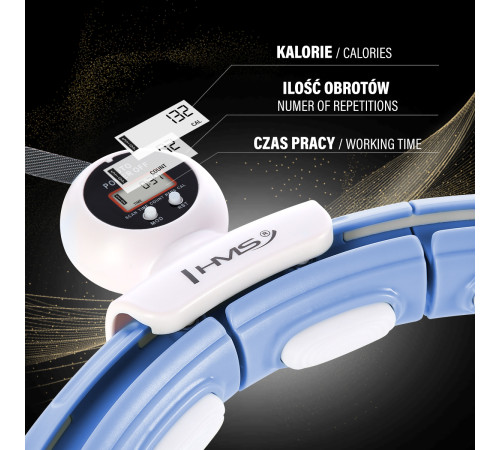 Хула-хуп магнітний HMS HHM15 з лічильником, навантаженням та поясом для схуднення BR16 Plus Size, блакитний