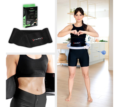 Хула-хуп магнітний HMS HHM15 з лічильником, навантаженням та поясом для схуднення BR16 Plus Size, блакитний