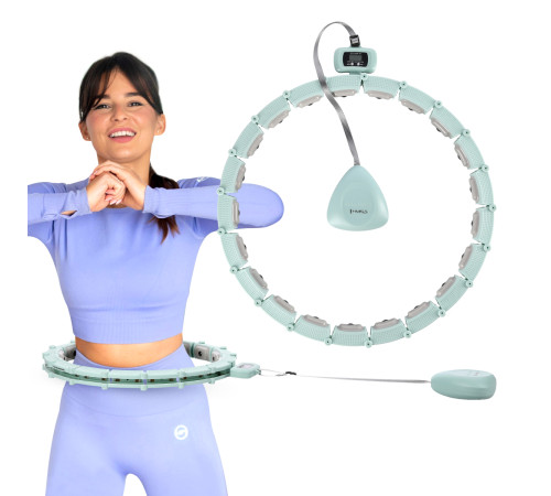 Хула-хуп магнітний HMS HHM14 з лічильником, навантаженням та поясом для схуднення BR163, зелений