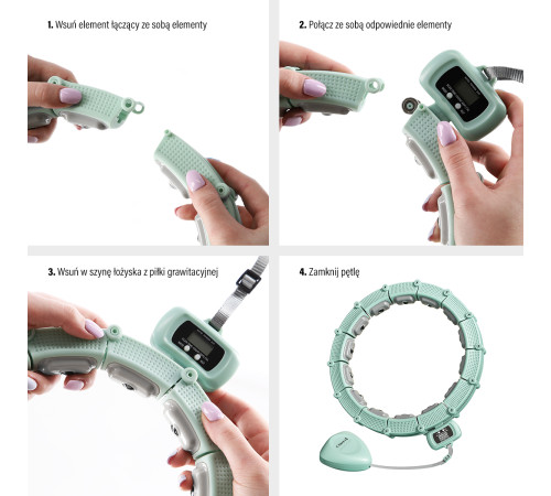 Хула-хуп магнітний HMS HHM14 з лічильником, навантаженням та поясом для схуднення BR163, зелений