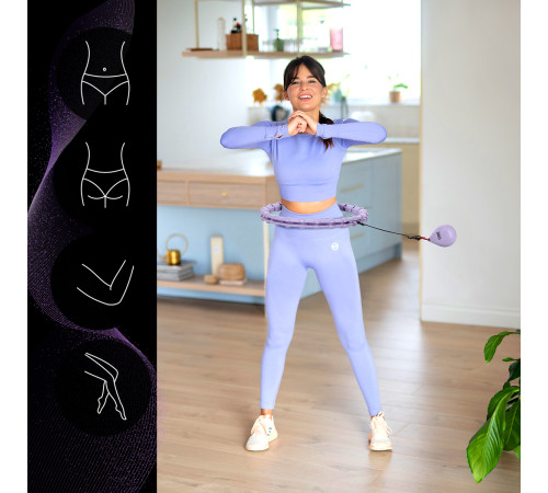 Хула-хуп масажний One Fitness OHA02 з навантаженням та поясом для схуднення BR160, фіолетовий