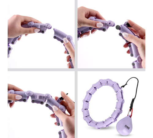 Хула-хуп масажний One Fitness OHA02 з навантаженням та поясом для схуднення BR160, фіолетовий