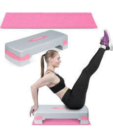 Степ-платформа+килимок Neo-Sport Step NS-401 - сіро-рожева