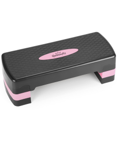 Степ-платформа QueenFit 3-х рівнева чорно-рожева