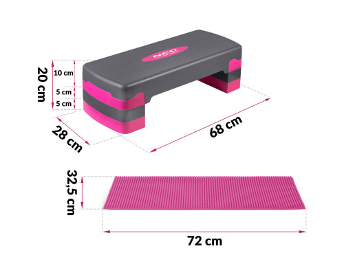 Степ-платформа 3 сходинки NS-400 рожева