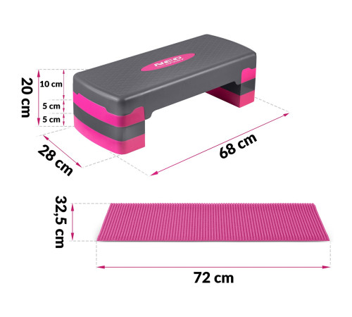Степ-платформа 3 сходинки NS-400 рожева