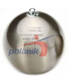 Змагальний молот з нержавіючої сталі 7,26 кг Polanik Premium Line Ziolkowski Hammer SILVER, IAAF I-10-0468<br>