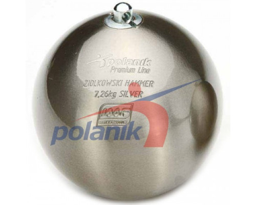 Змагальний молот з нержавіючої сталі 7,26 кг Polanik Premium Line Ziolkowski Hammer SILVER, IAAF I-10-0468<br>