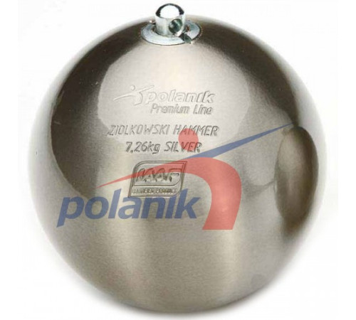 Змагальний молот з нержавіючої сталі 7,26 кг Polanik Premium Line Ziolkowski Hammer SILVER, IAAF I-10-0468<br>