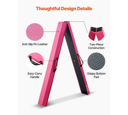 Дитяча гімнастична балка VEVOR SWS8EVASU 233 см, рожева