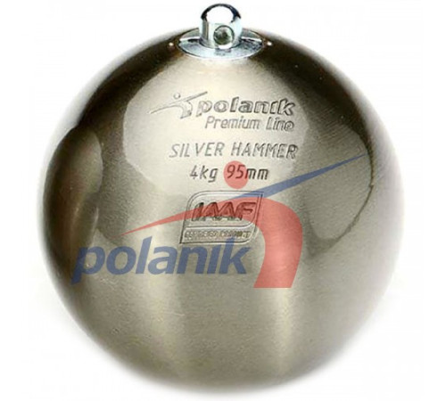 Змагальний молот з нержавіючої сталі 4 кг, Polanik Premium Line Silver Hammer, IAAF I-10-0465<br>